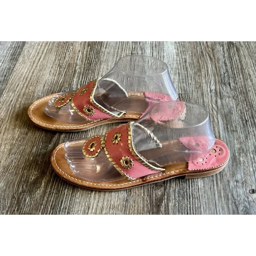 Jack Rogers Nantucket 1960’s Pink Thong Sandals USA Beach Casual WomenSize 9M